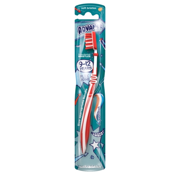 Дитяча зубна щітка Aquafresh Едванс, середня, білий з червоним - Pampik