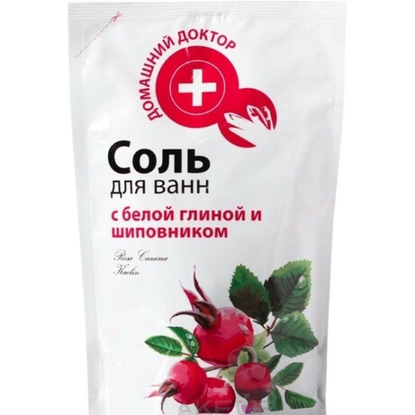 Соль для ванн Домашний Доктор с белой глиной и шиповником 500 г - Pampik