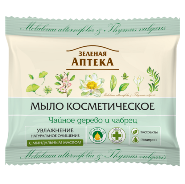 Мыло косметическое Зеленая Аптека Чайное дерево и чабрец, 75 г - Pampik