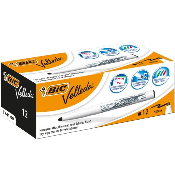 Маркер для досок BIC Velleda 1741, 1,6 мм, черный, 12 шт. (9581711) - Pampik - 5