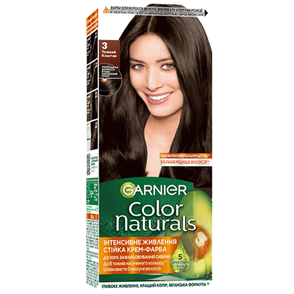 Фарба для волосся Garnier Color Naturals відтінок 3 темний каштан, 110 мл - Pampik