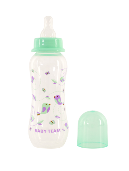 Пляшечка для годування Baby Team, з талією та силіконовою соскою, 250 мл, мятний (1121_м’ятний) - Pampik - 2