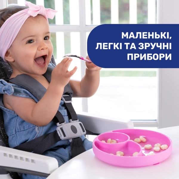 Набір Chicco: ложка і виделка, з нержавіючої сталі, 18м +, синій (16102.20.00) - Pampik - 5