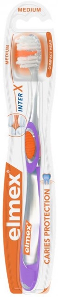 Зубна щітка Elmex Захист від карієсу, середня, фіолетовий - Pampik
