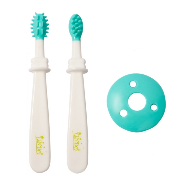 Дитяча щітка для зубів та ясен Lindo, 2 шт., зелений (Pk 072 зел) - Pampik