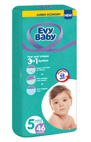 Підгузки Evy Baby 5 (11-25 кг), 46 шт. - Pampik