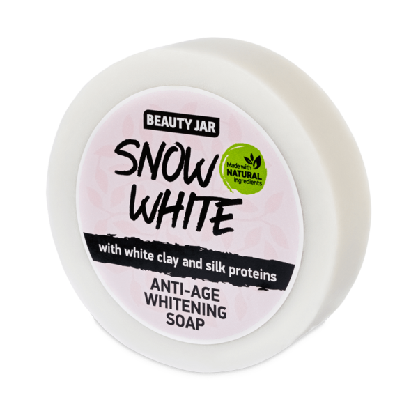 Отбеливающее мыло Beauty Jar Snow White Anti-age, с белой глиной и протеинами шелка, 80 г - Pampik