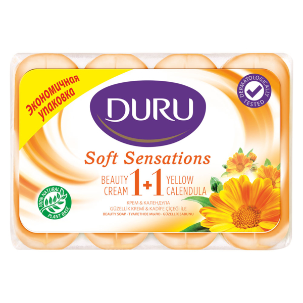 Мило Duru 1+1 Soft Sensations Календула зі зволожуючим кремом, 4 шт. по 80 г - Pampik