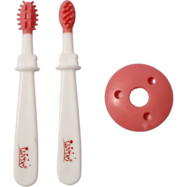 Детская щетка для зубов и десен Lindo розовая, 2 шт. - Pampik