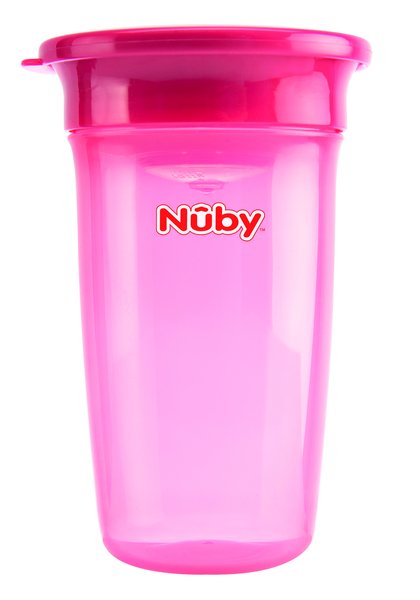 Чашка-непроливайка Nuby 360°, з кришечкою, 360 мл, рожевий (NV0414003pnk) - Pampik