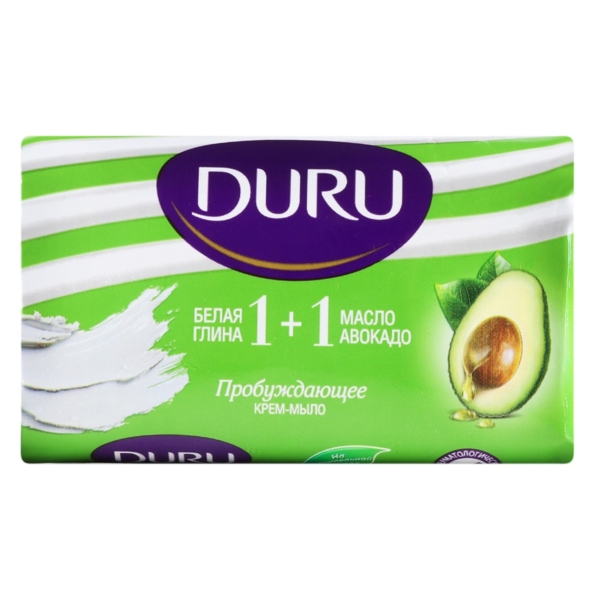 Туалетне мило Duru 1+1 З білою глиною та олією авокадо, 80г - Pampik