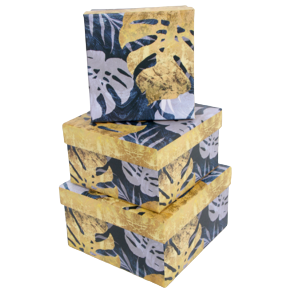 Набор подарочных коробок UFO Monstera 2289-SY437, 3 шт. (2289-SY437 Набор 3 шт MONSTERA п) - Pampik