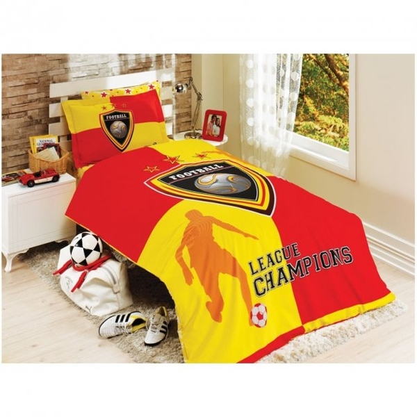 Детское постельное белье Halley Taraftar 3061, подростковое, ранфорс, красный, 3 предмета (2000022173964) - Pampik