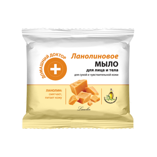 Мило для обличчя та тіла Домашній Лікар Ланолінове, 70 г - Pampik
