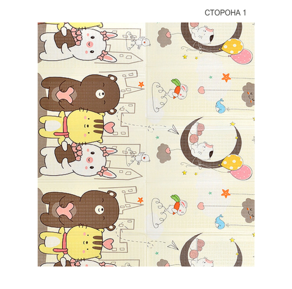 Детский двухсторонний складной коврик Poppet Спящие малыши и Волшебный город, 200x180x1 см (PP011-200) - Pampik - 3