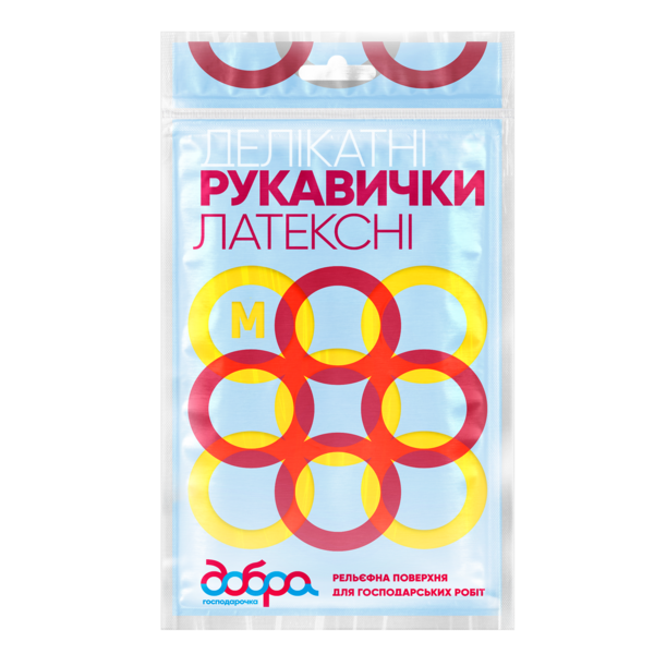 Рукавички латексні господарські Добра Господарочка, делікатні, розмір М - Pampik