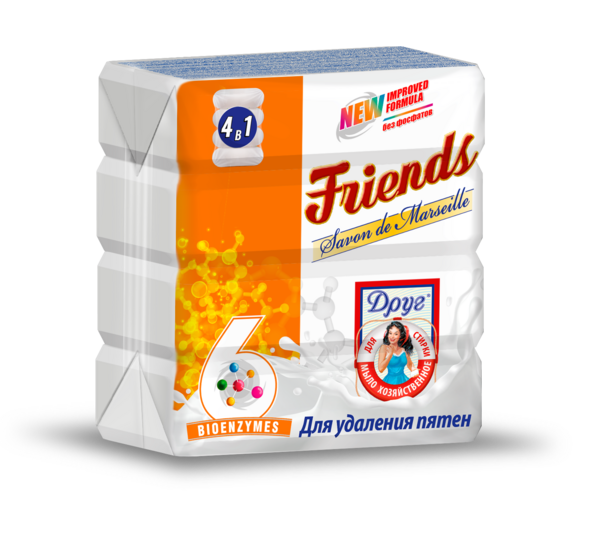 Мило господарське Friends Для прання та видалення плям, 500 г (4 шт. по 125 г) - Pampik