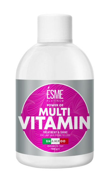 Шампунь Esme Platinum Multivitamin с витаминным комплексом, для слабых волос, 1000 мл - Pampik