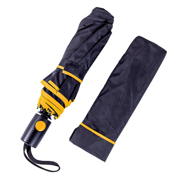 Парасолька напівавтоматична Bergamo Sky, чорний з жовтим (7040008) - Pampik - 2