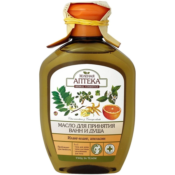Масло для принятия ванн и душа Зеленая аптека Иланг-иланг и Апельсин, 250 мл - Pampik
