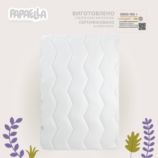 Набор в кроватку Papaella Comfort: одеяло 135x100 см + подушка 60х40 см (8-29611 білий) - Pampik - 6