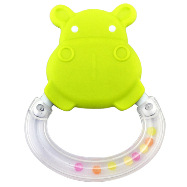 Брязкальце-прорізувач Baby Team Бегемот, зелений (8447_Бегемотик_зелений) - Pampik