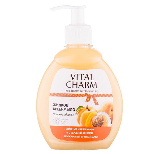 Рідке крем-мило Vital Charm Молоко та абрикос, 300 мл (4820091140081) - Pampik