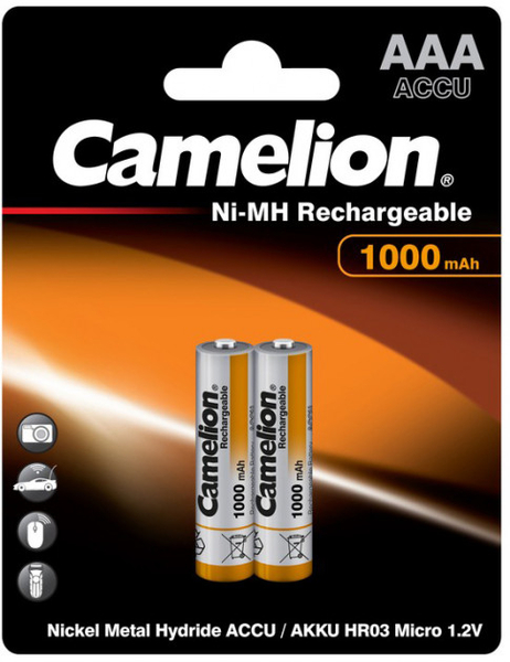 Акумулятор Camelion 1,2V AAA R03-2BL 1000 mAh Ni-MH, 2 шт. (NH-AAA1000BP2) - Pampik