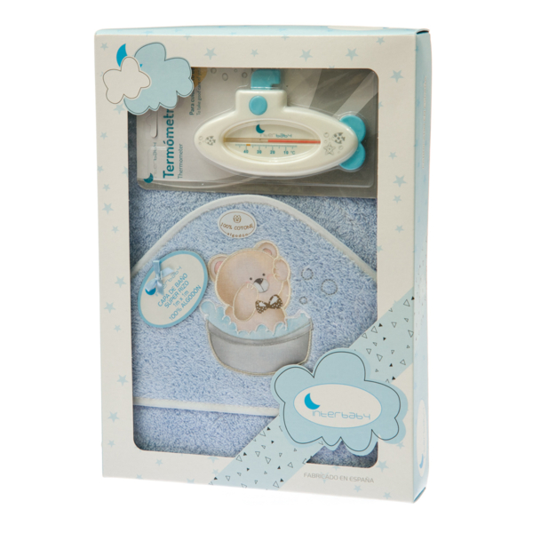 Рушник з термометром Interbaby Teddy, блакитний (8100276) - Pampik