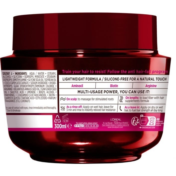 Маска L'Oreal Paris Elseve Full Resist Arginine + Aminexil для слабкого, схильного до випадіння волосся, 300 мл - Pampik - 2