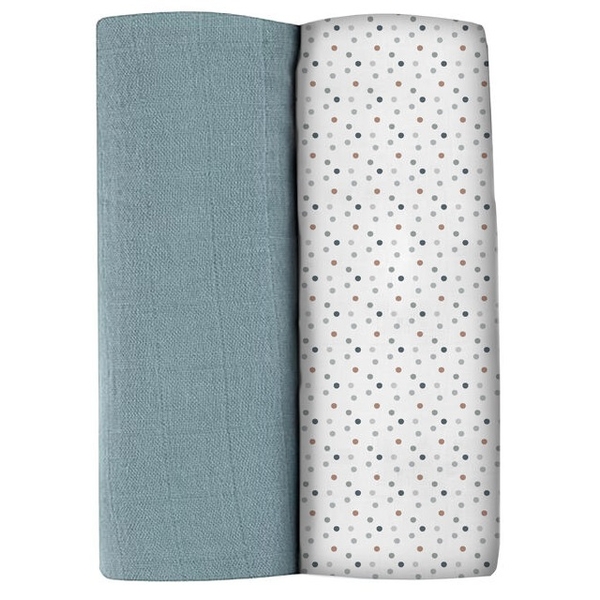 Багаторазова пелюшка Beaba Крапка, муслін, 120х120 см, білий з сірим, 2 шт. (920392) - Pampik