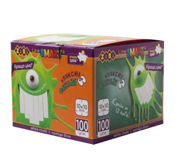 Крейда біла ZiBi Smart Line, 100 шт. (ZB.6719-12) - Pampik