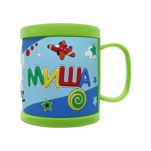 Дитяча кружка 3D Be Happy Миша, 300 мл, зелений (К_ПВХ057) - Pampik