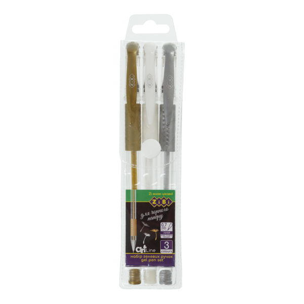 Гелеві ручки ZiBi Black Paper, 3 кольори, 3 шт. (ZB.2209-99) - Pampik