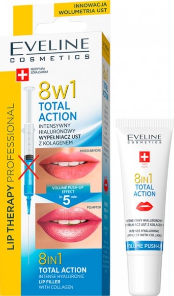 Інтенсивний філер для губ Eveline Lip Therapy Professional Total Action 8в1, 7,5 мл - Pampik