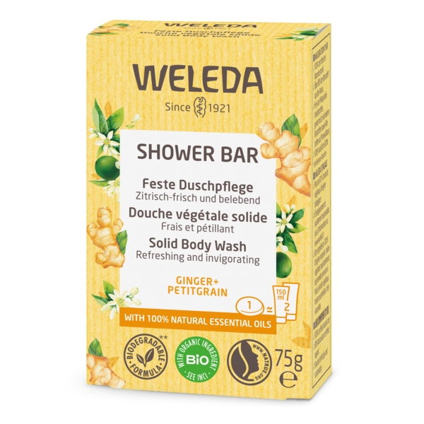 Твердий арома-бар для душу Weleda Імбир та Гіркий апельсин, 75 г - Pampik