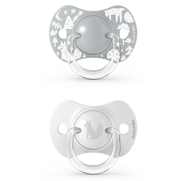 Пустушка силіконова Suavinex Fox Історії лисиці, 0-6 міс., сірий, 2 шт. (307323) - Pampik