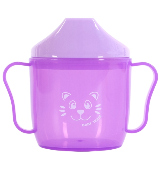 Поїльник Baby Team, зі спаутом, від 6 міс., 180 мл, фіолетовий - Pampik