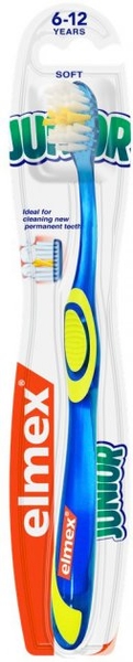 Детская зубная щетка Elmex Junior, 6 - 12 лет, мягкая, синий - Pampik