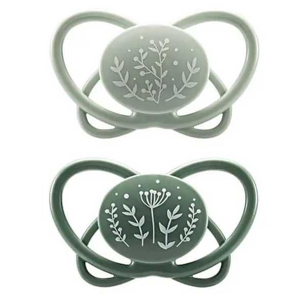 Пустушка Nip Мій метелик, силіконовий, 0-6 міс., 2 шт., світло-сірий з оливковим (38594-51) - Pampik