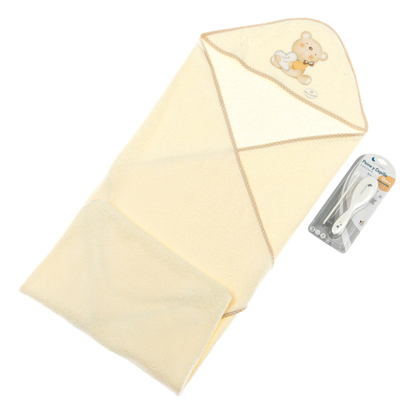 Полотенце с расческой и щеткой Interbaby Bear, бежевый (8100226) - Pampik