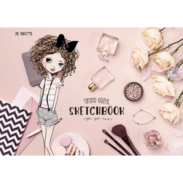 Альбом для малювання Star Дівчина з квітами бежевий 20 аркушів (PB-GB-020-423) - Pampik