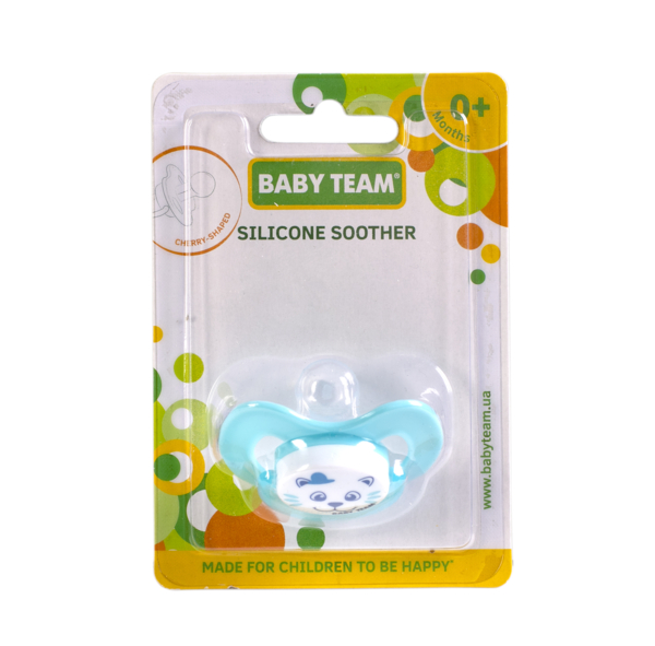 Пустышка силиконовая Baby Team, вишнеобразной формы, 0-6 мес., голубой (3003_голубой) - Pampik - 4