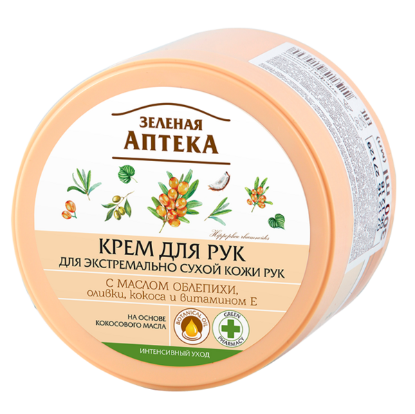 Крем для рук и ногтей Зеленая Аптека Для экстремально-сухой кожи рук с маслом облепихи, 300 мл - Pampik