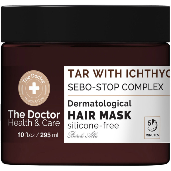 Маска для волосся проти лупи The Doctor Health&Care Tar With Ichthyol + Sebo-Stop Complex Dermatological Hair Mask 295 мл - Pampik