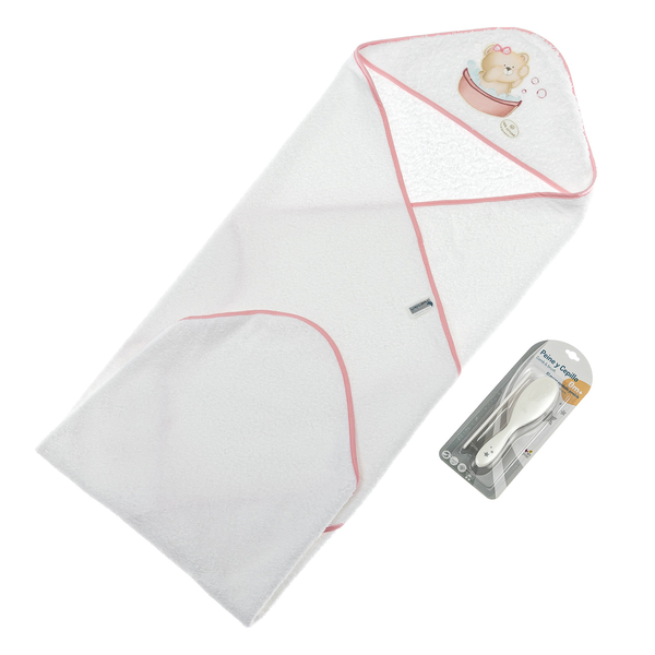 Полотенце с расческой и щеткой Interbaby Banera, розовый (8100230) - Pampik