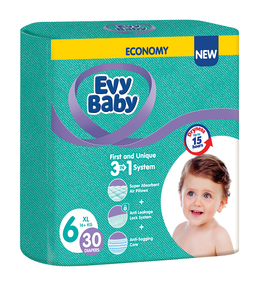 Підгузки Evy Baby 6 (16+ кг), 30 шт. - Pampik