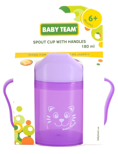 Поїльник Baby Team, зі спаутом, від 6 міс., 180 мл, фіолетовий - Pampik - 3