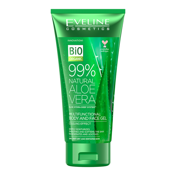 Універсальний алое-гель Eveline 99% Natural Aloe Vera, з охолоджуючим ефектом, для обличчя і тіла, 250 мл - Pampik