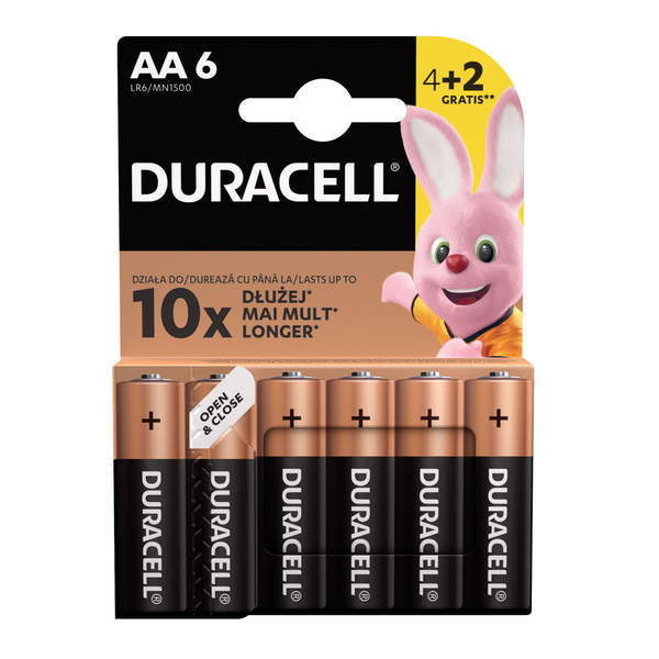 Лужні батарейки пальчикові Duracell 1,5 V АA LR6/MN1500, 6 шт. (5005617) - Pampik